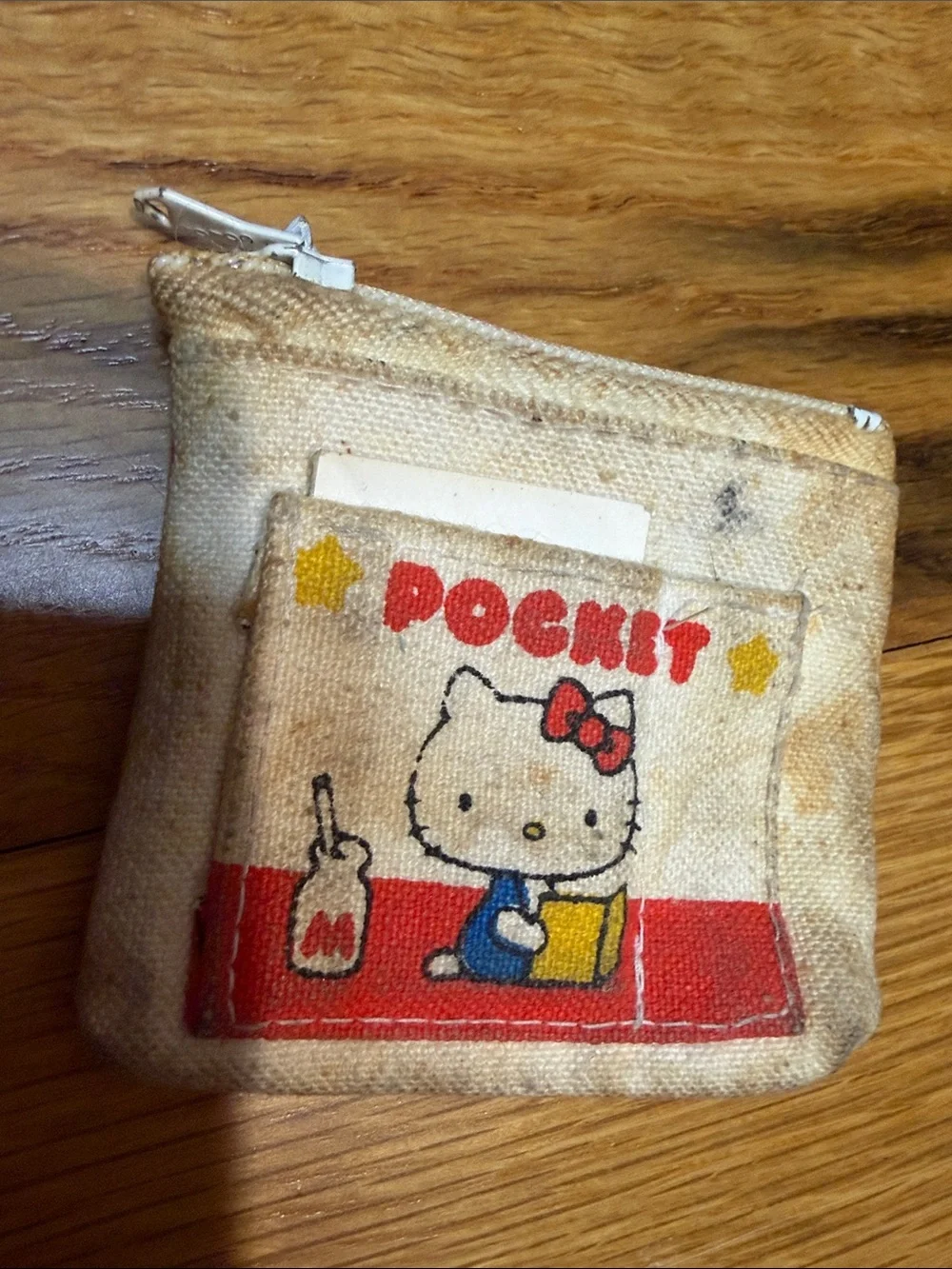 Vintage 1980s Hello Kitty Kitty & Mimmy Canvas Coin Purse Pocket Sanrio
